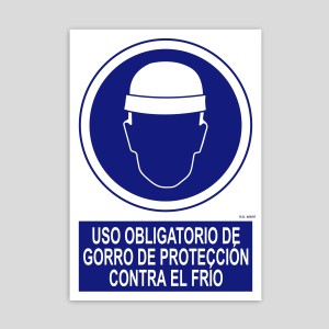Sign requiring mandatory use of hats against the cold