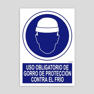 Cartel de uso obligatorio de gorro contra el frío