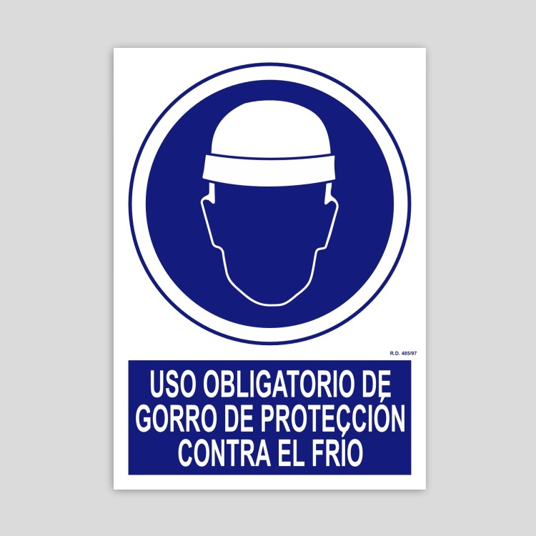 Cartell d'ús obligatori de gorro de protecció contra el fred