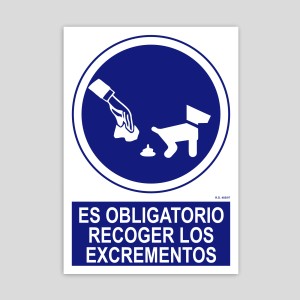 Cartel de obligatorio recoger los excrementos