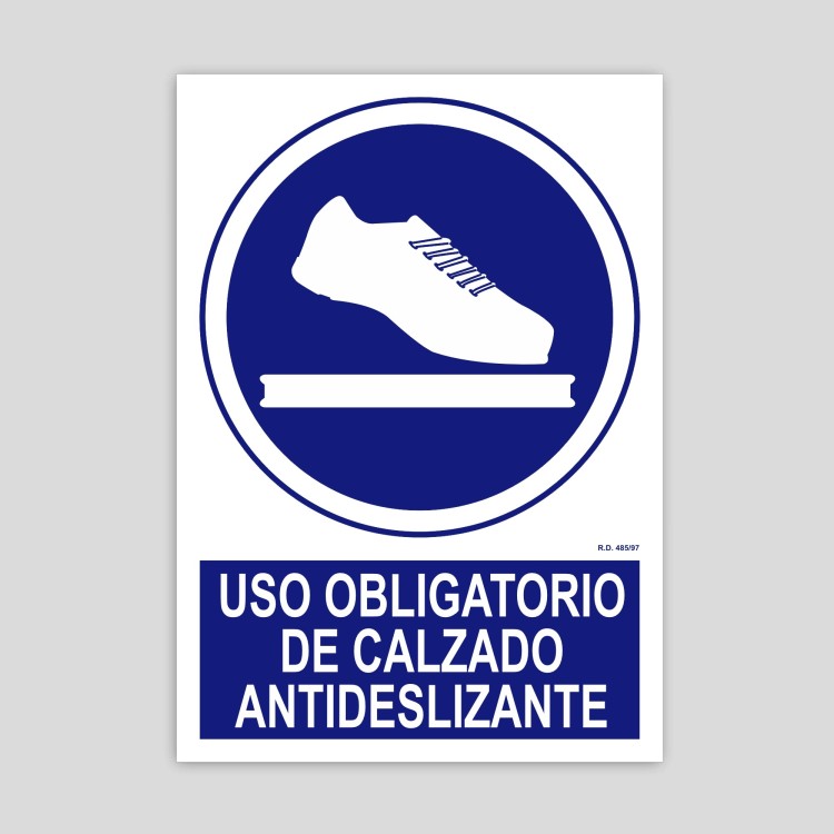 Sign requiring the use of non-slip footwear