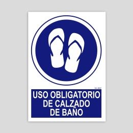 Cartel de uso obligatorio de calzado de baño