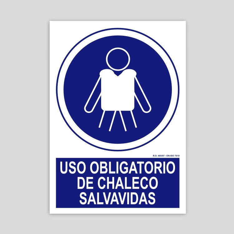 Cartel de uso obligatorio de chaleco salvavidas