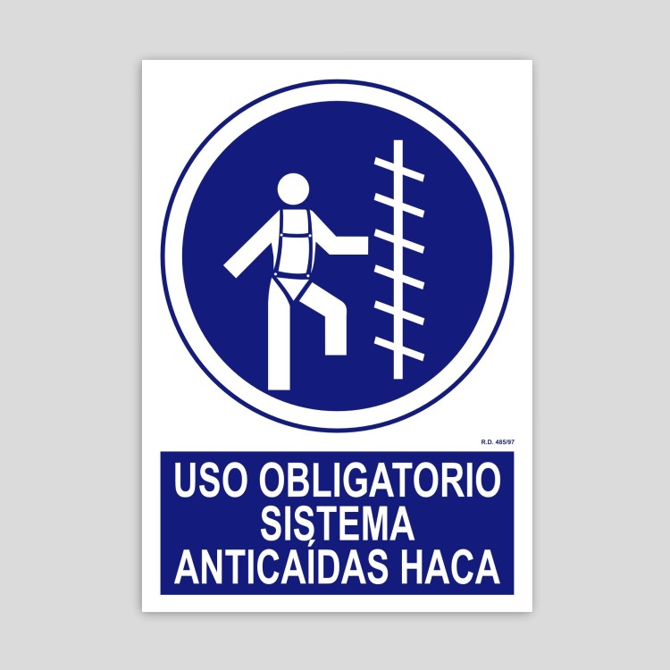 Mandatory use poster for fall protection system