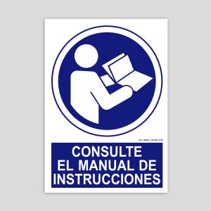 Cartel de consulte el manual de instrucciones