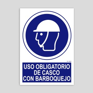 Poster for mandatory use of helmet with chinstrap