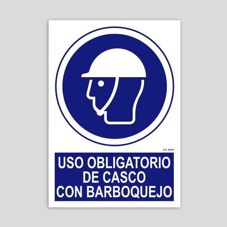 Cartell d’ús obligatori de casc amb barballera