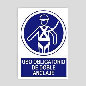 Cartel de uso obligatorio de doble anclaje