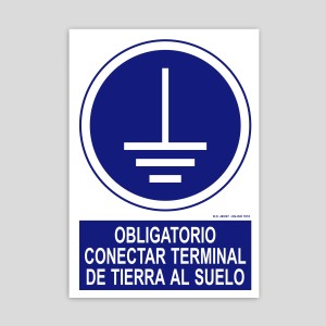 Mandatory sign to connect ground terminal to the ground