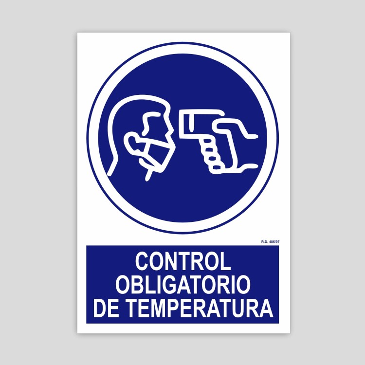 Cartel de  control obligatorio de temperatura