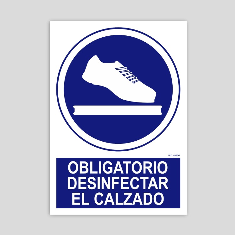 Cartel de Obligatorio desinfectar el calzado