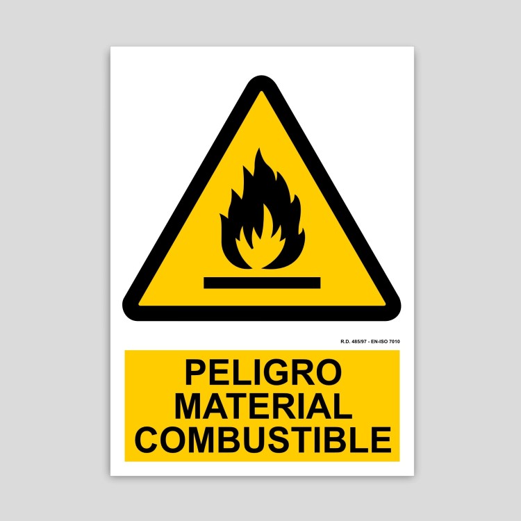 Cartel de peligro, material combustible