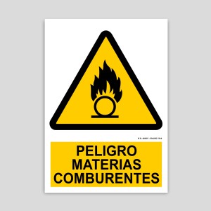 Cartel de peligro materias comburentes