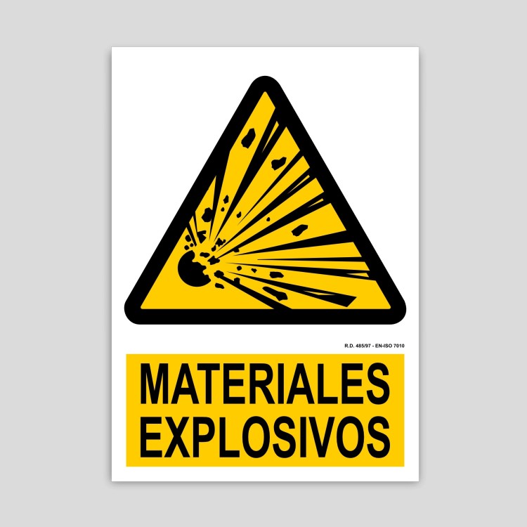 Cartel de materiales explosivos