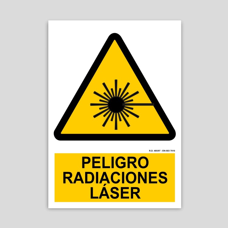 Cartel de peligro, radiaciones laser