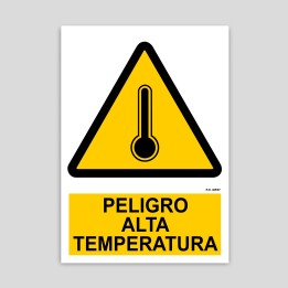 Cartel de peligro alta temperatura