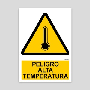 Cartel de peligro alta temperatura