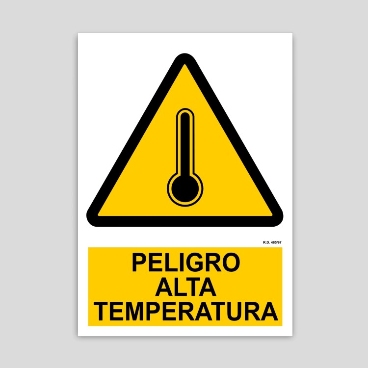 Cartel de peligro alta temperatura