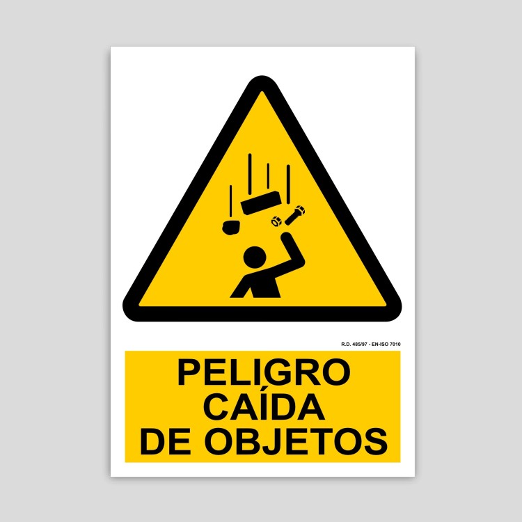 Cartel de peligro, caida de objetos