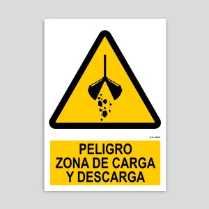 Cartel de peligro, zona de carga y descarga