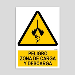 Cartell de perill, zona de càrrega y descàrrega