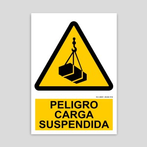 Cartel de peligro, carga suspendida