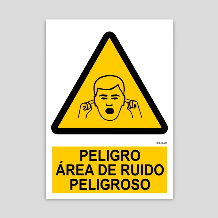 Danger sign, dangerous noise area