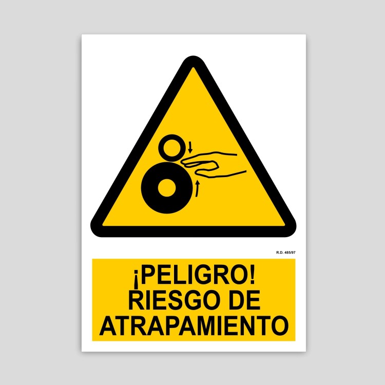 Cartel peligro, riesgo de atrapamiento