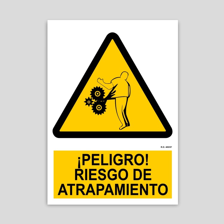 Cartel de peligro, riesgo de atrapamiento