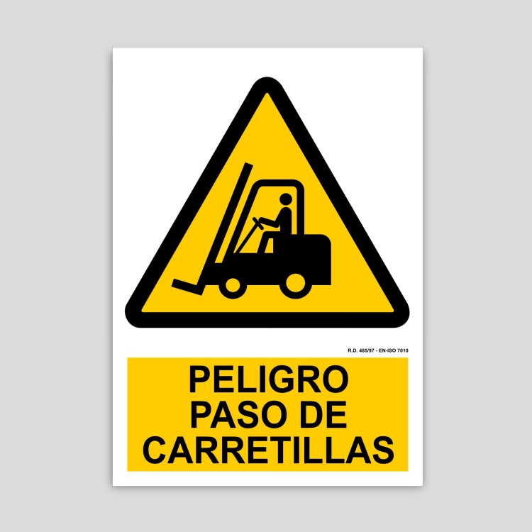 Cartel de peligro, paso de carretillas