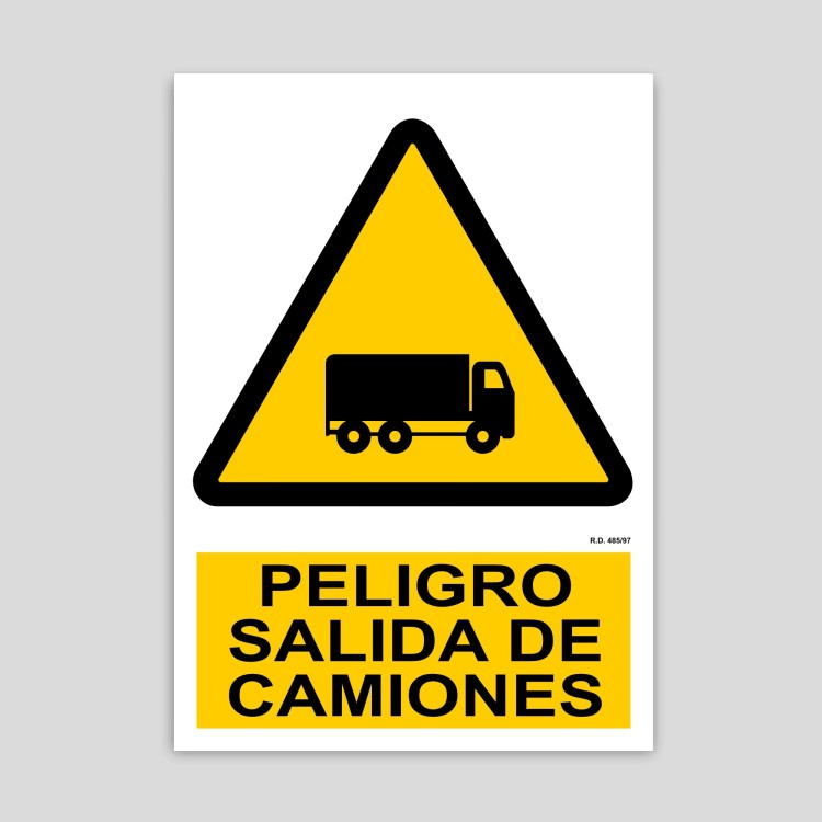 Danger sign, truck exit