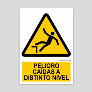 Danger sign, fall to different level