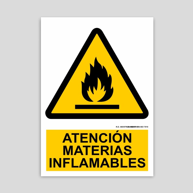 Cartell d'atenció materials inflamables