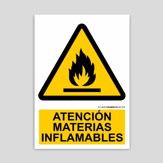 Warning sign for flammable materials
