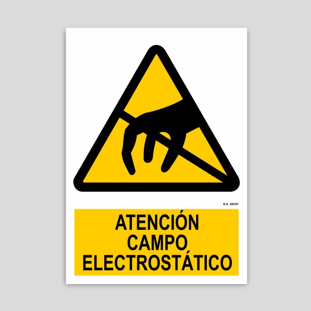 Cartel de atención campo electrostático