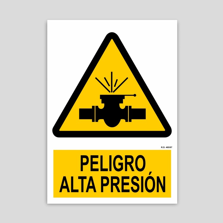 Cartel de peligro alta presión