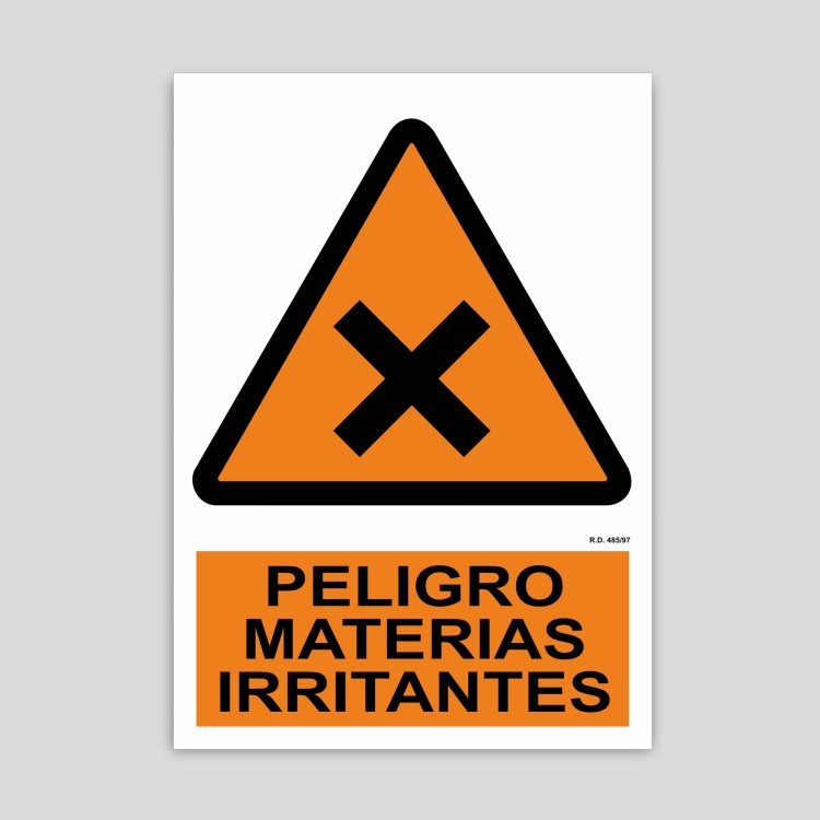 Cartel de peligro materias irritantes