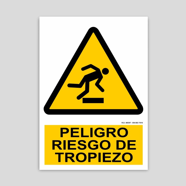 Cartel de peligro riesgo de tropiezo