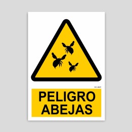 Cartel de peligro abejas