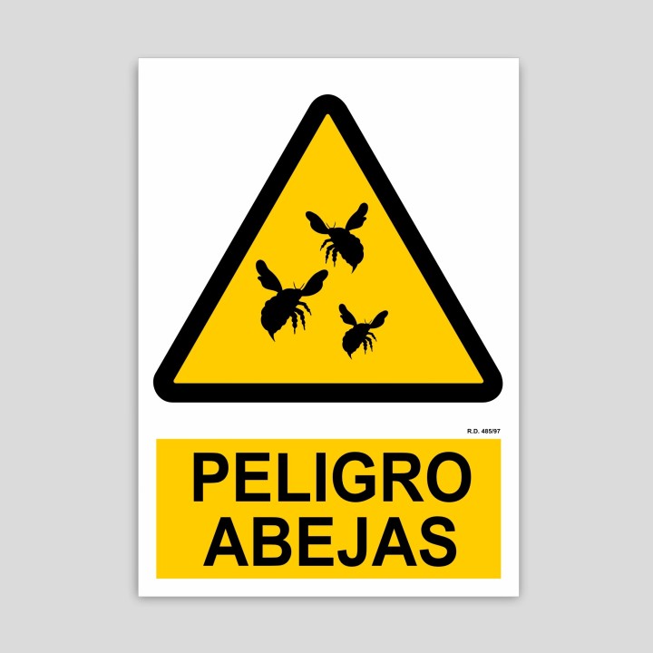 Cartel de peligro abejas