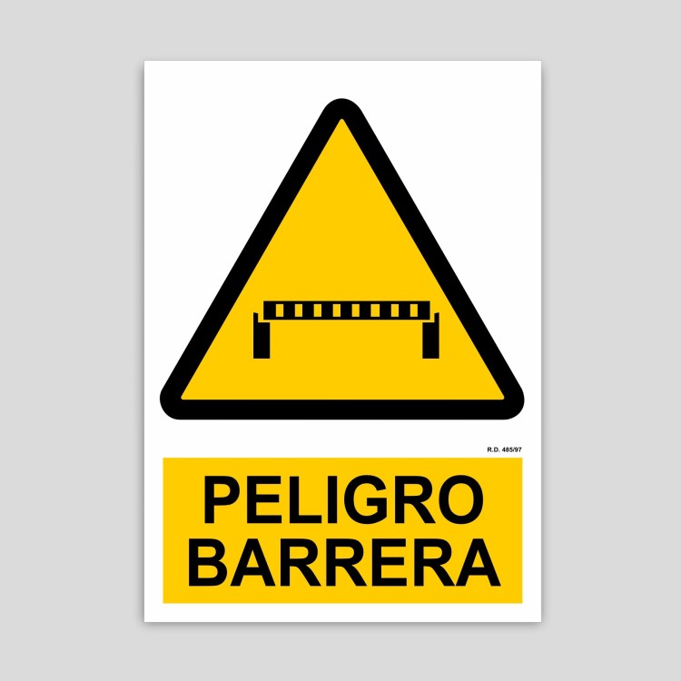 Cartel de peligro barrera