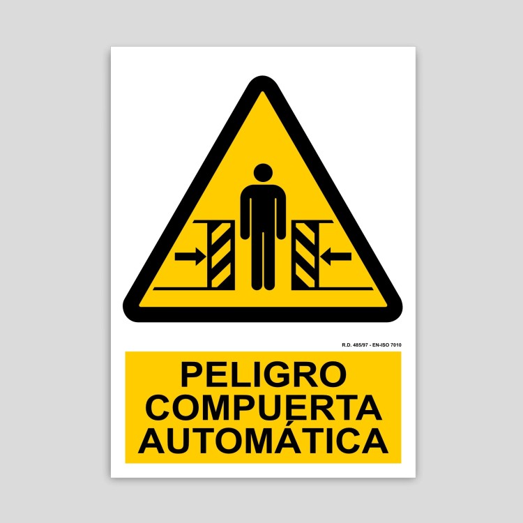 Automatic gate danger sign