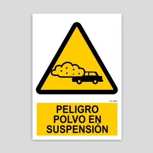 Cartell de perill pols en suspensió