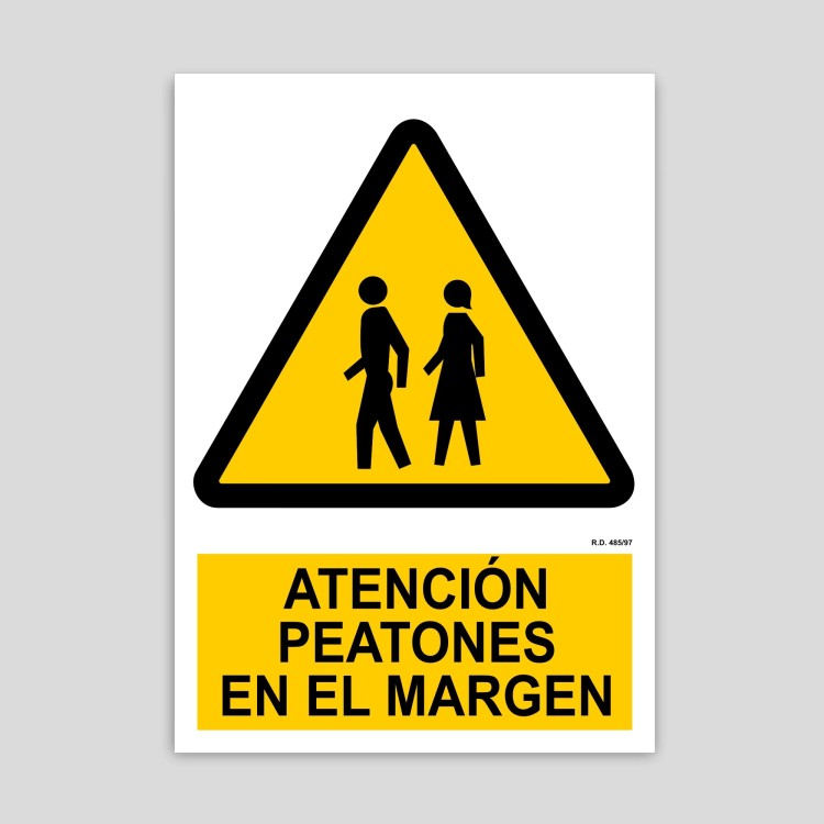 Attention sign, pedestrians on the sidelines