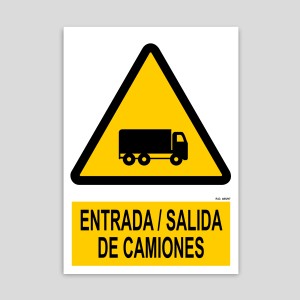 Cartel de entrada salida de camiones