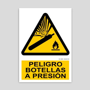 Cartel de peligro botellas a presión