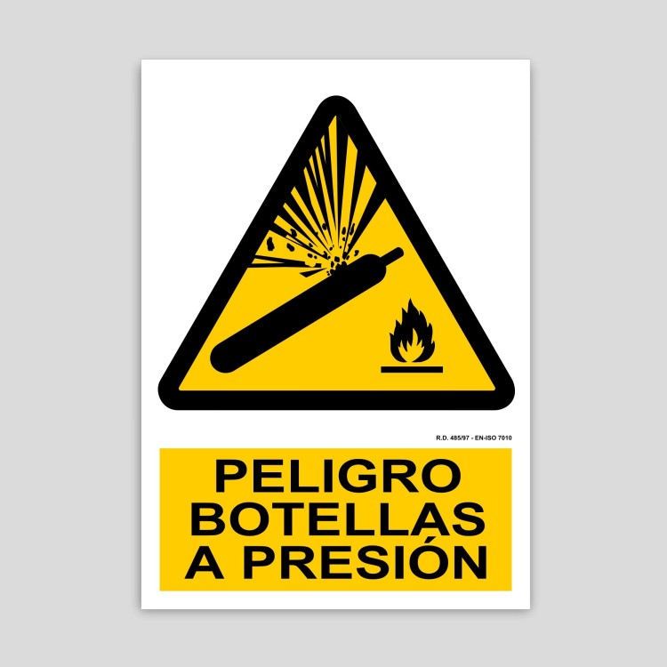 Cartel de peligro botellas a presión