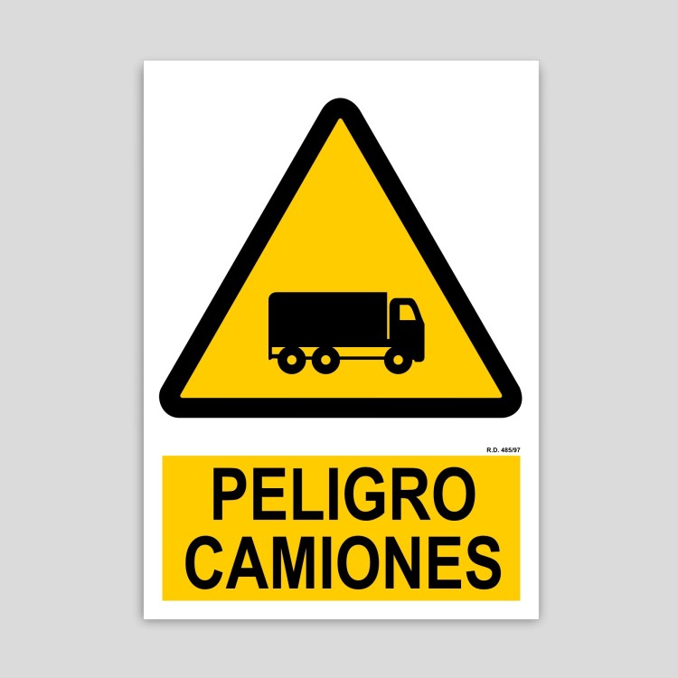 Cartel de peligro camiones