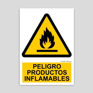 Cartel de productos inflamables