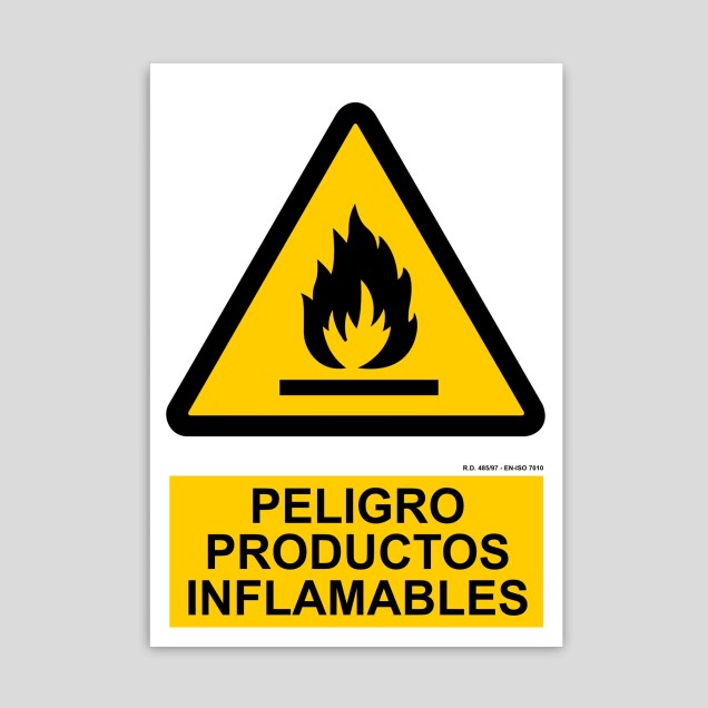 Cartel de productos inflamables